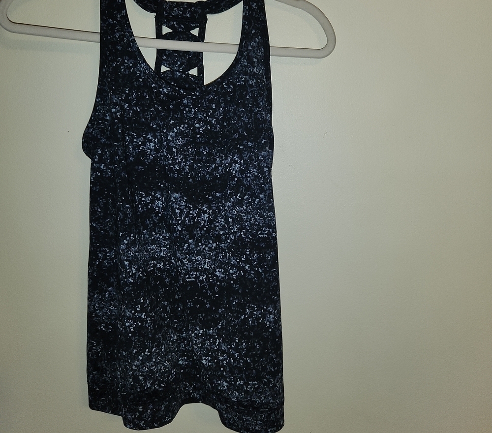 Athleta Black and White Patterned Tank Top